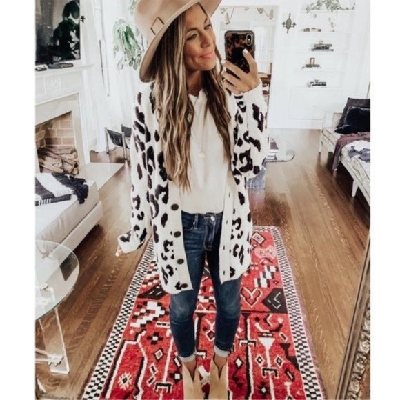 SOMETHING NAVY Leopard V Neck Long Cardigan Sweater Size M NWT - Picture 3 of 11